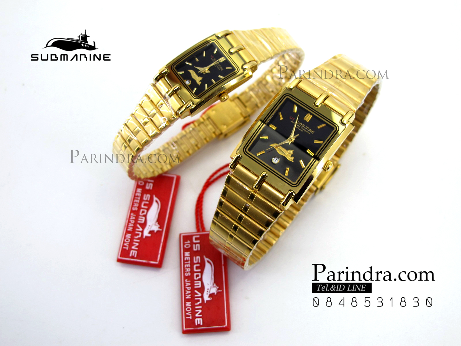 นาฬิกา US submarine รุ่น SUB1001L เรือนเล็ก สายสแตนเลสสีทองหน้าปัดสีดำ