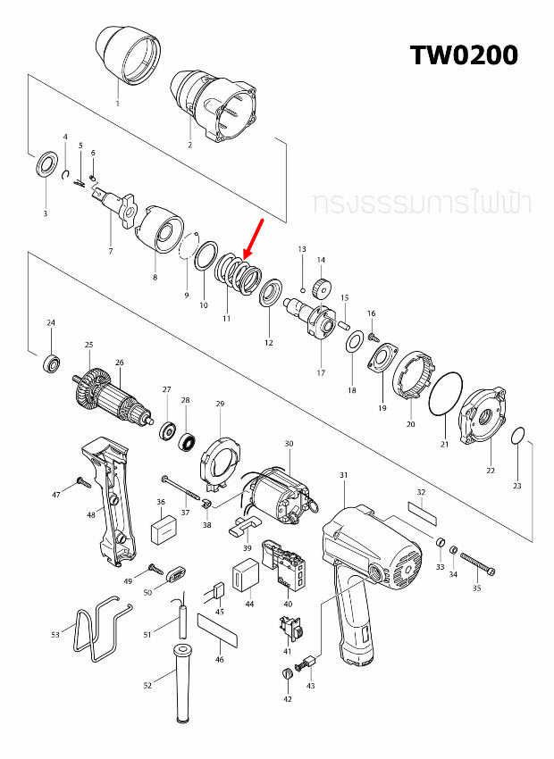 COMPRESSION SPRING 30 บล็อคไฟฟ้า Makita TW0200 [#11] Pn.233377-0 (แท้) ##