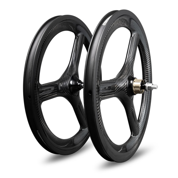 ล้อคาร์บอน ICAN 16inch TRI-SPOKE Rim brake carbon wheels for brompton folding bike, ICAN-16"-349