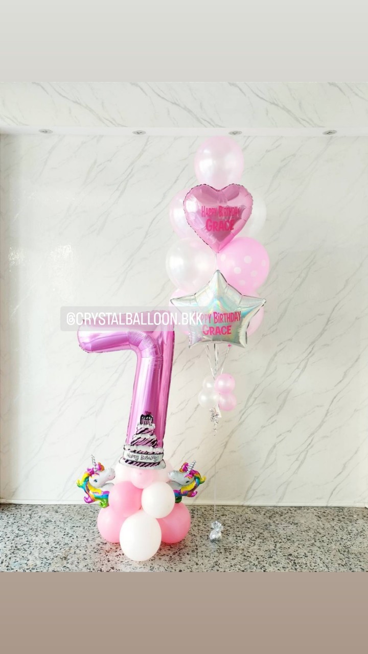 ลูกโป่ง วันเกิดเด็ก ช่อลูกโป่งฟอยล์หัวใจ ขนาด 18",ฟอยล์ดาว ขนาด 24" ช่อ 10 ลูก 1 ช่อ พร้อม ฟอยล์ตัวเลข ขนาด 40" ตั้งฐาน 1 ชิ้น พร้อมตกแต่ง สามารถเปลี่ยนสีลูกโป่ง/เปลี่ยนข้อความ/เปลี่ยนสี-ฟอยล์ตัวเลข-ฟอยล์ตกแต่งได้