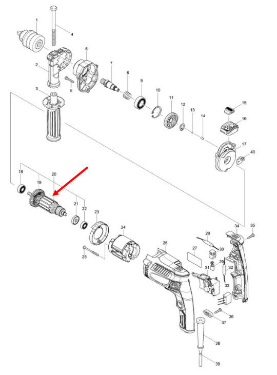 ทุ่น สว่านกระแทก Maktec - Makita รุ่น MT816, MT817, M8103B (แท้) ##