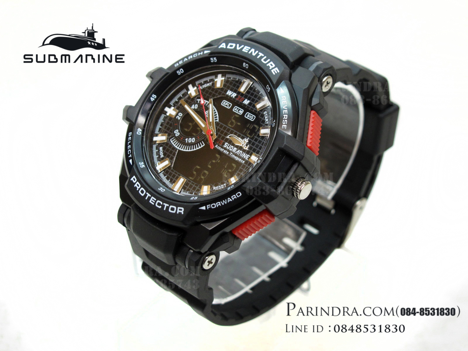 US submarine Protector รุ่น TP3135M สีดำตัดแดง พื้นดำ