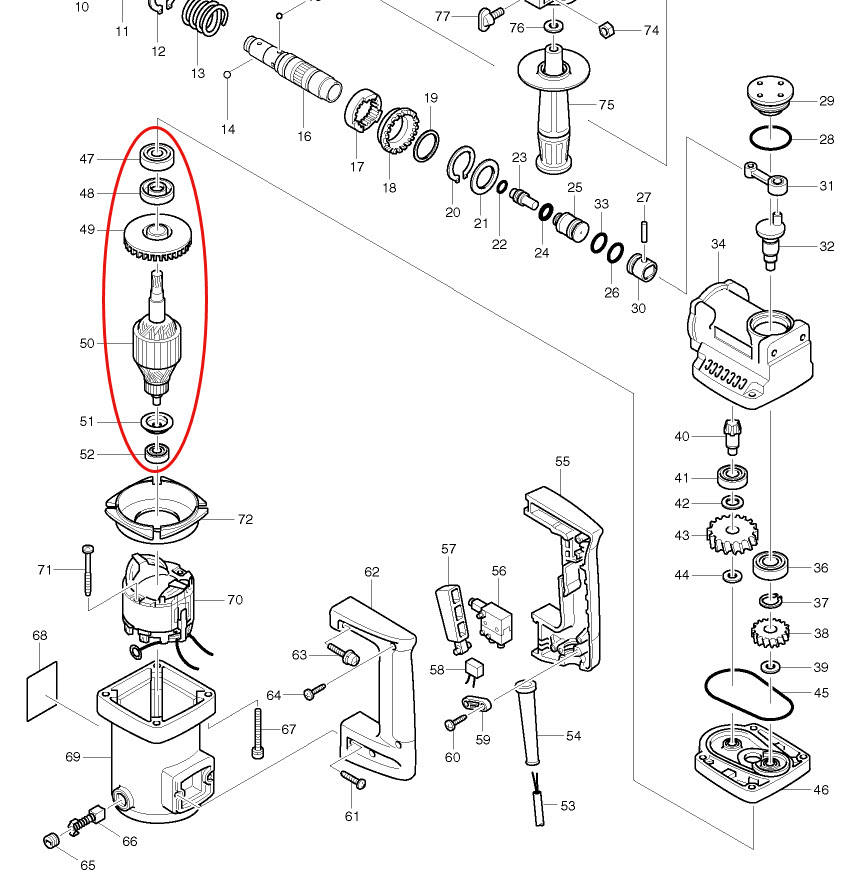 ทุ่น สว่านโรตารี่ Makita มากีต้า HR2010 (แท้) ##