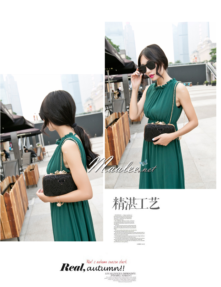 พร้อมส่ง Evening Clutch กระเป๋าออกงาน Emido ทรงสี่เหลี่ยม แบบลูกไม้เรียบหรู สีดำ จุกเปิดเก๋ๆรูปโบว์มีเพชร มาพร้อมสายสะพายยาว