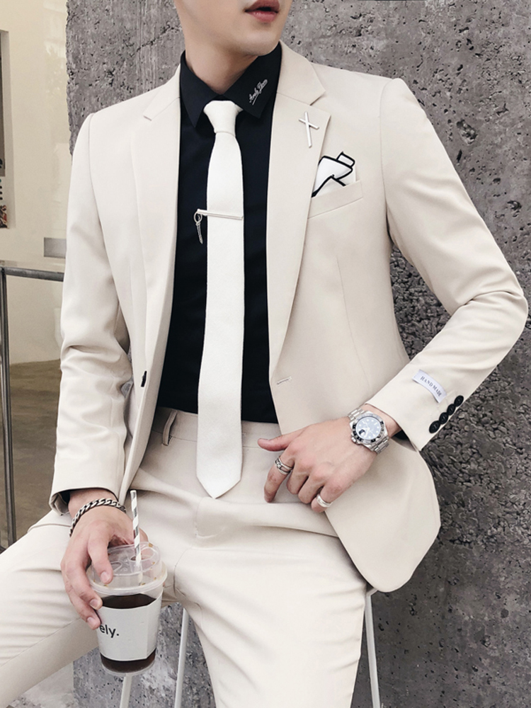 พร้อมเช่า เสื้อสูทชาย สีApricot หล่อเนียบ ทรงสลิม ** เฉพาะ S,M**