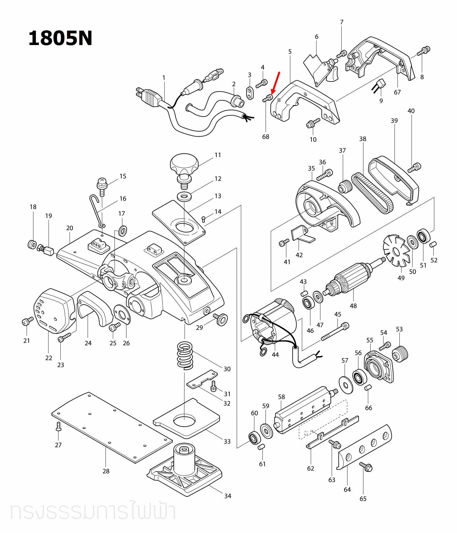 PAN HEAD SCREW M4X8 สกัด เจาะพื้น มากีต้า Makita HM1305, HM1306 [#90], 1805N [#68], 5201N [#69] Pn.652014-1 (แท้) ##