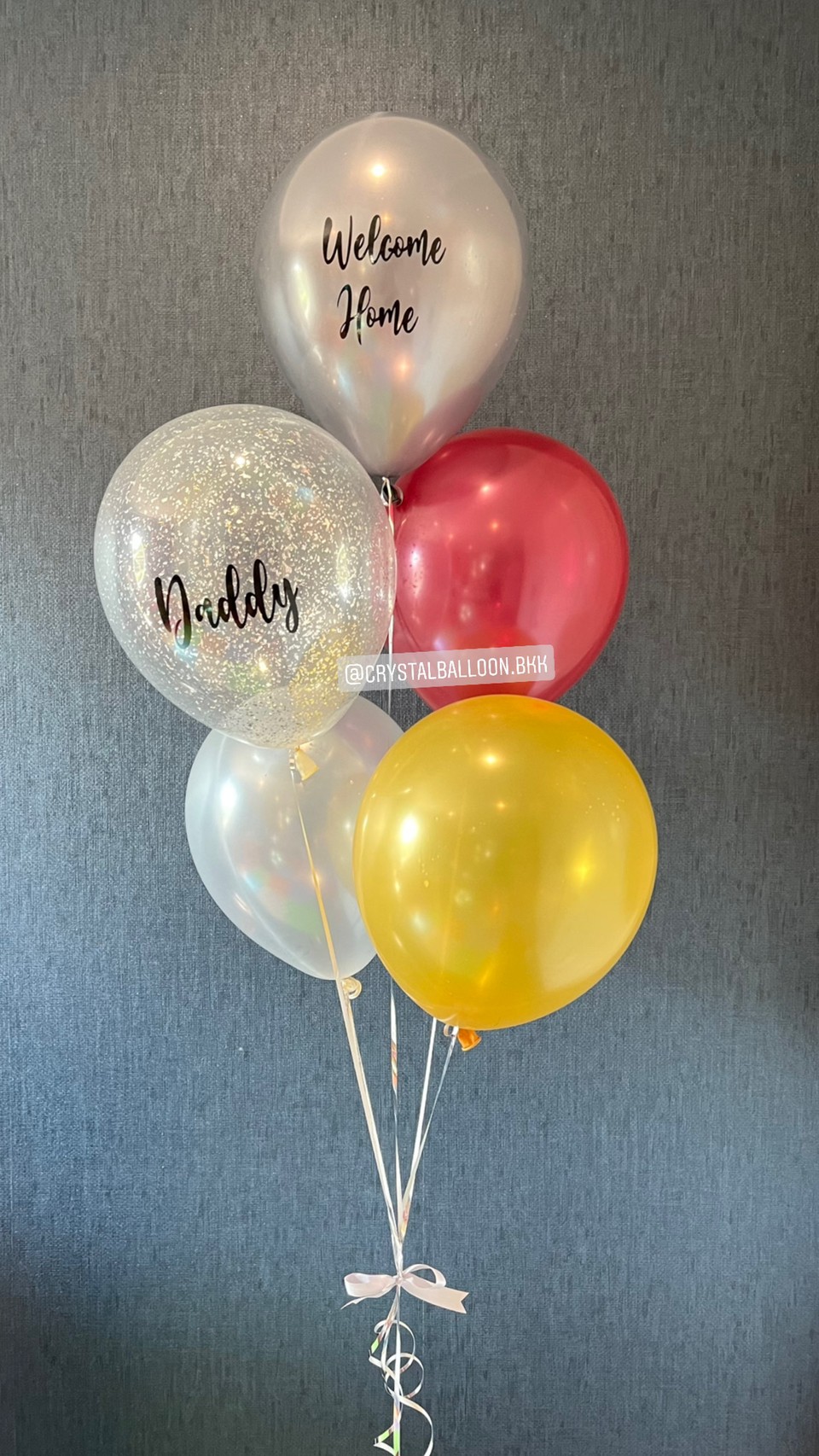 ลูกโป่ง Welcome Home ช่อลูกโป่ง ช่อ 5 ลูก 1 ช่อ พร้อมตกแต่ง สามารถเปลี่ยนสีลูกโป่ง/เปลี่ยนข้อความได้