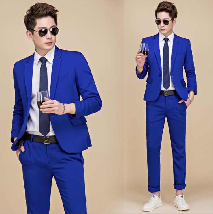 Pre-order ชุดสูทชาย สีน้ำเงินสด สไตล์เกาหลี