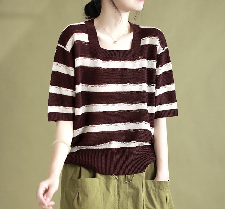 เสื้อยืดไหมพรมลายทาง