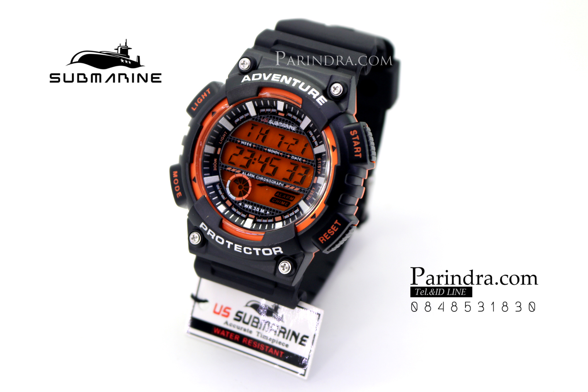 นาฬิกา US submarine สีดำน้ำเงิน TP1318M ผิวด้าน พื้นหน้าปัดส้ม