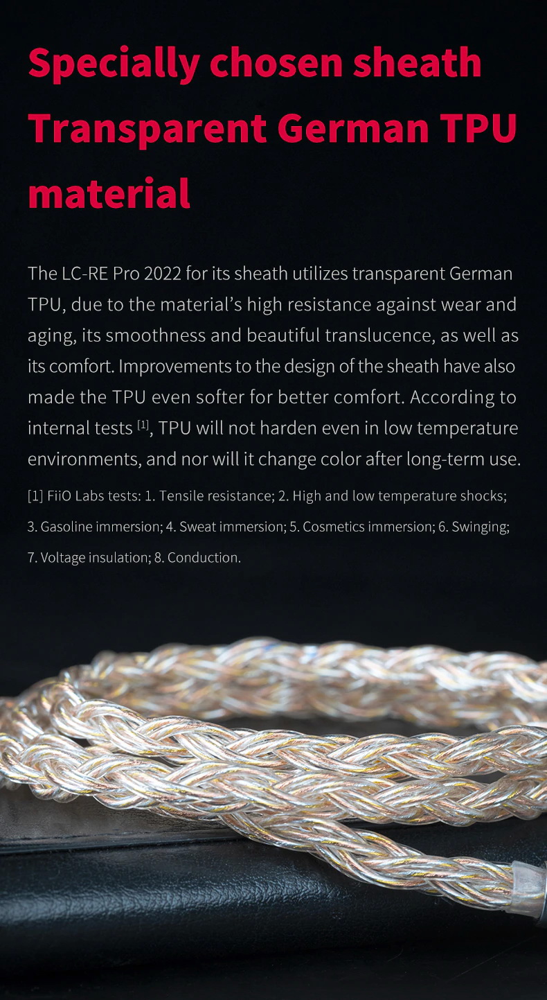 FiiO LC-RE Pro 2022 สายอัพเกรดหูฟังแบบ tri-metallic สามธาตุ ประกันศูนย์ไทย