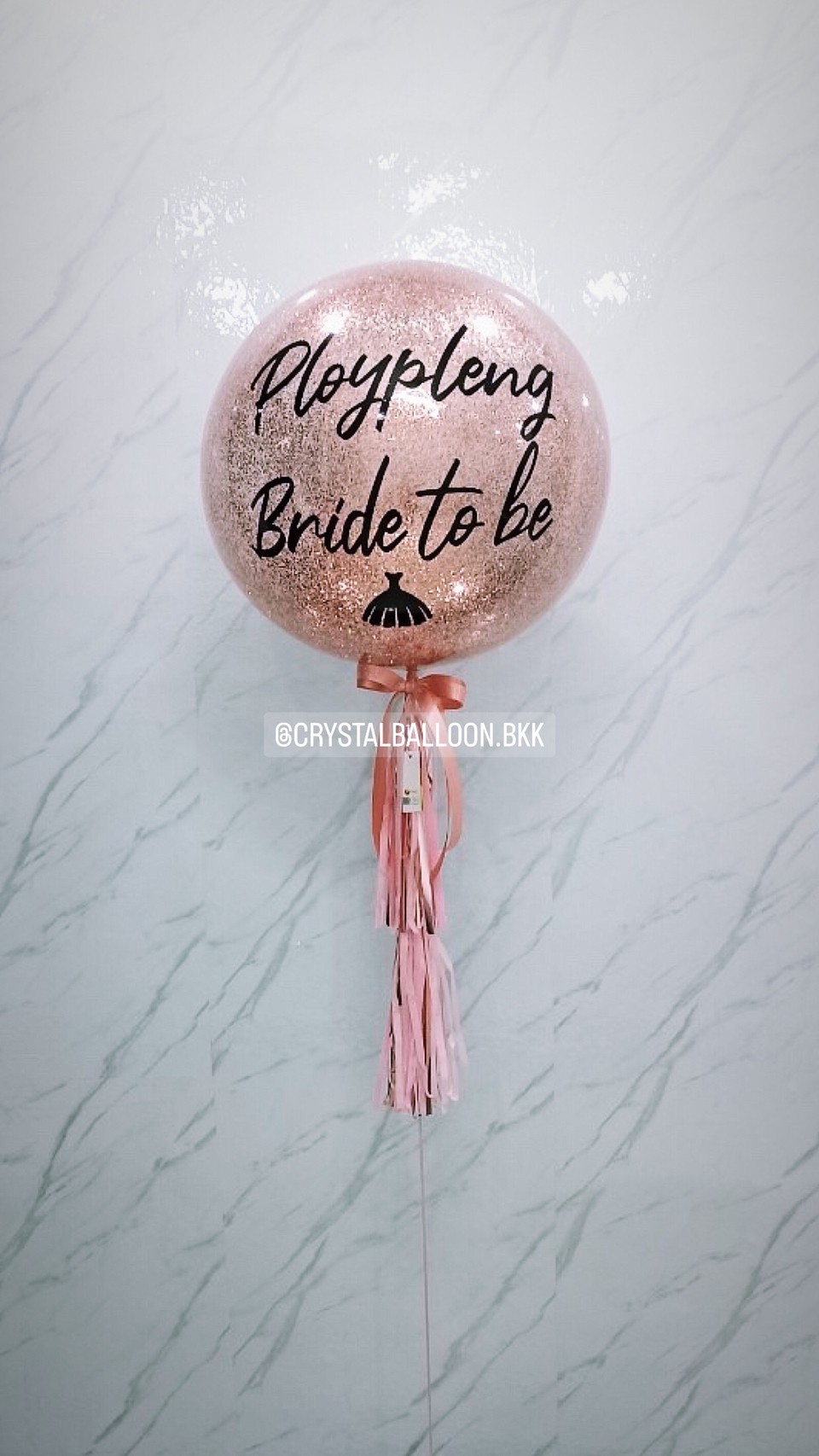 ลูกโป่ง Bride To Be Bubble ขนาด 24" กลิตเตอร์สีโรสโกล พร้อมตกแต่ง สามารถเปลี่ยนสีลูกโป่ง/เปลี่ยนข้อความ/เปลี่ยนขนาดได้