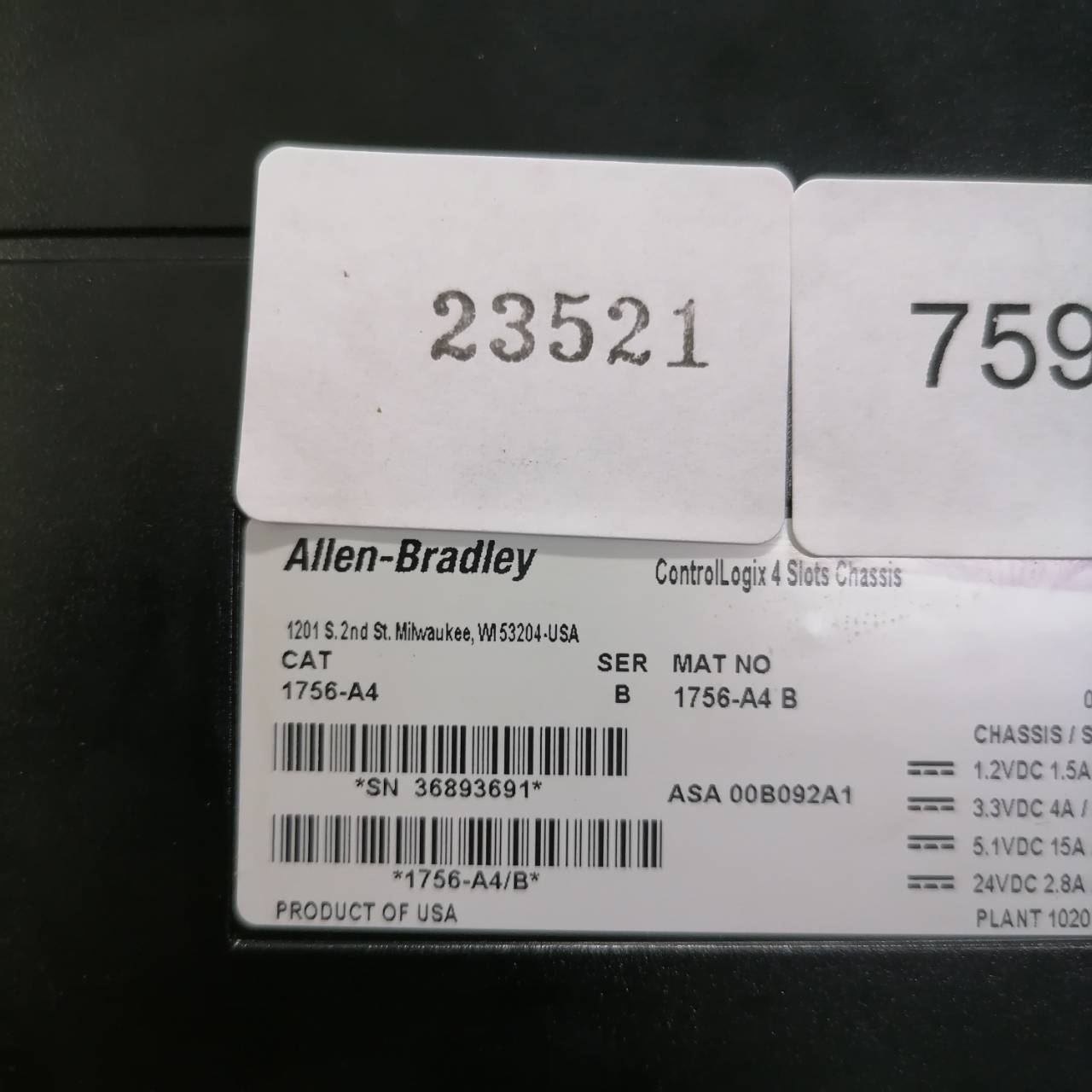 PLC " ALLEN-BRADLEY " รุ่น 1756-A4