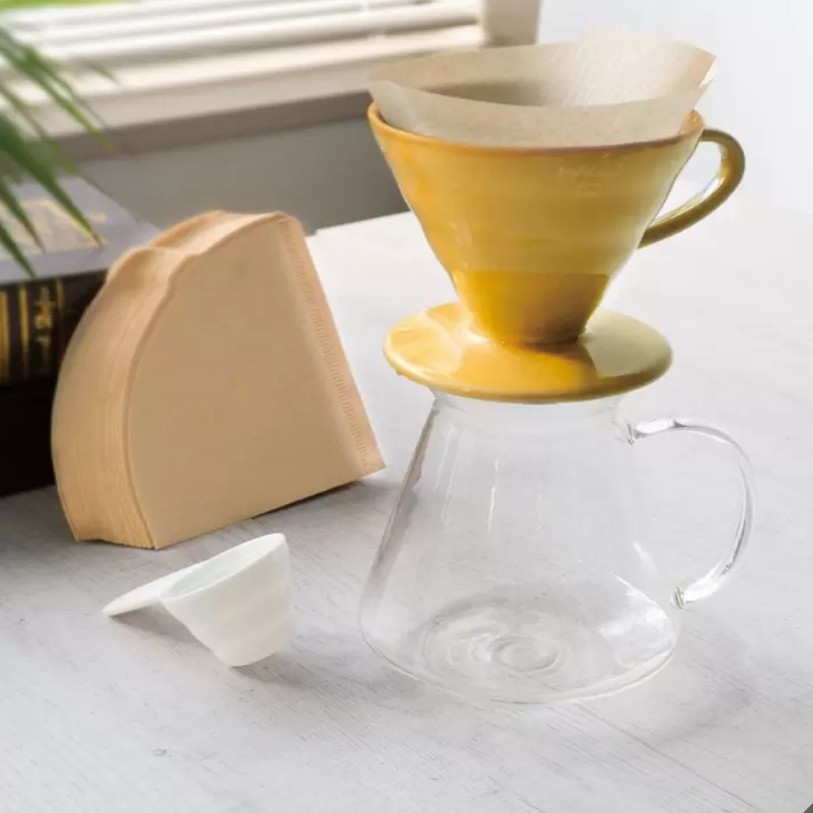 HARIO V60 Ceramic Dripper Set ชุดอุปกรณ์ครบ (ดริปเปอร์เซรามิก/โถแก้วรองกาแฟ/ช้อนตวงกาแฟ/กระดาษกรอง)