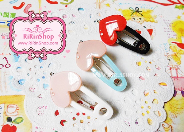 Rena chris กิ๊บติดผมทรงเข็มกลัดหัวใจแต่งคริสตัล Swarovski (ฟ้า, ดำ)