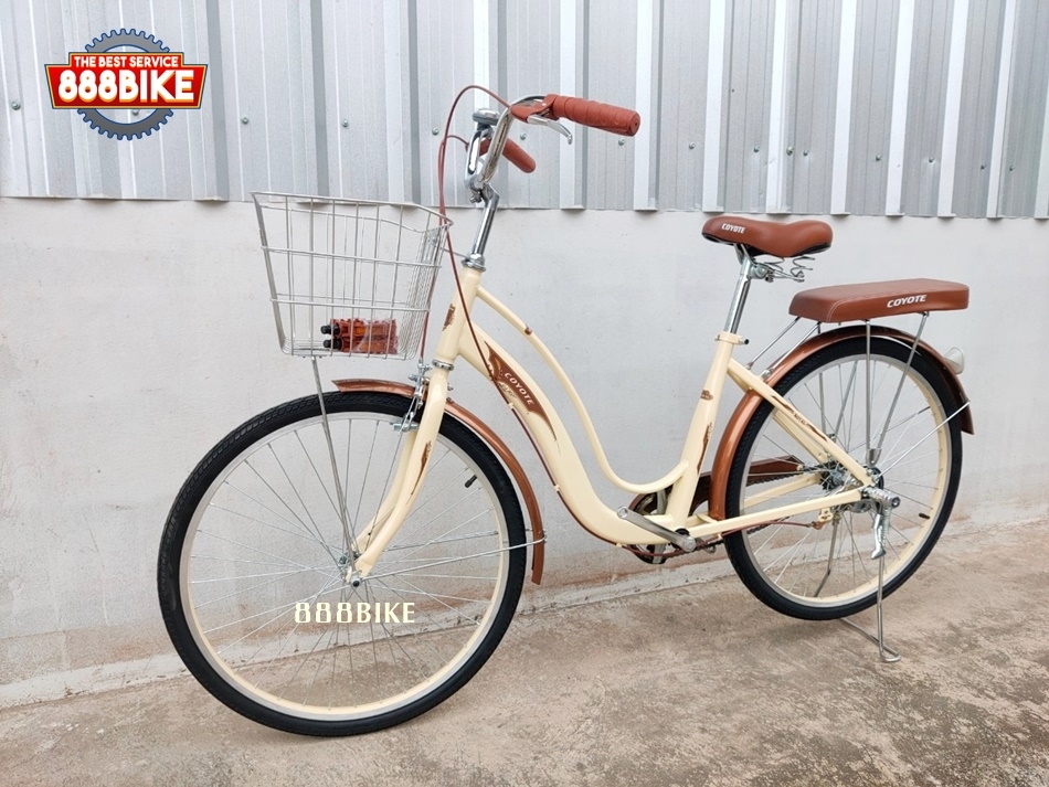 จักรยานแม่บ้าน COYOTE ROYAL ล้อ 26 นิ้ว ไม่มีเกียร์ ตะกร้าหน้าสเตนเลสขนาดใหญ่