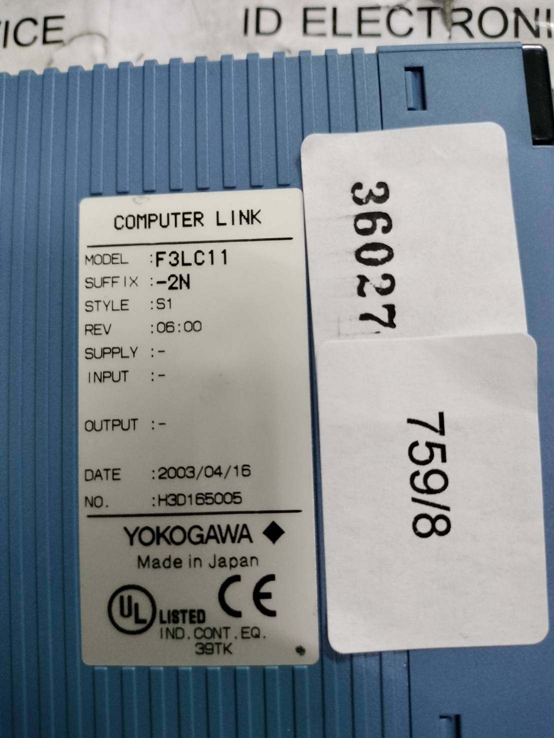 F3LC11 PLC " YOKOGAWA "