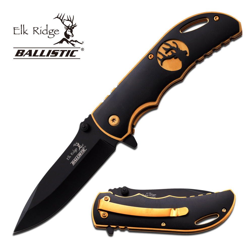 มีดพับ Elk Ridge #ER-A008BG GOLD & BLACK ของแท้