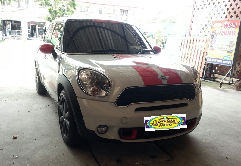 ขายพรมปูพื้นรถยนต์เข้ารูป Mini Cooper Contryman ไวนิลสีแดงขอบแดง