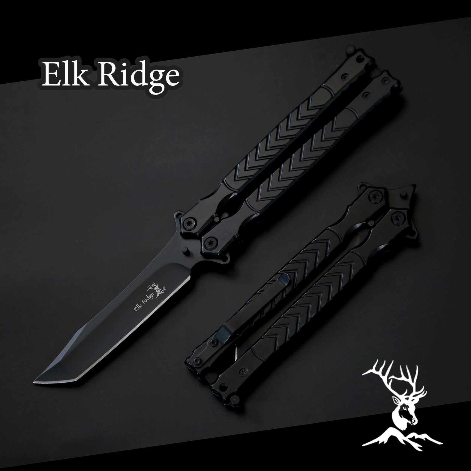 มีดบาลีซอง Balisong มีดควง มีดปีกผีเสื้อ ลายหัวกวาง ฺElk Ridge OEM