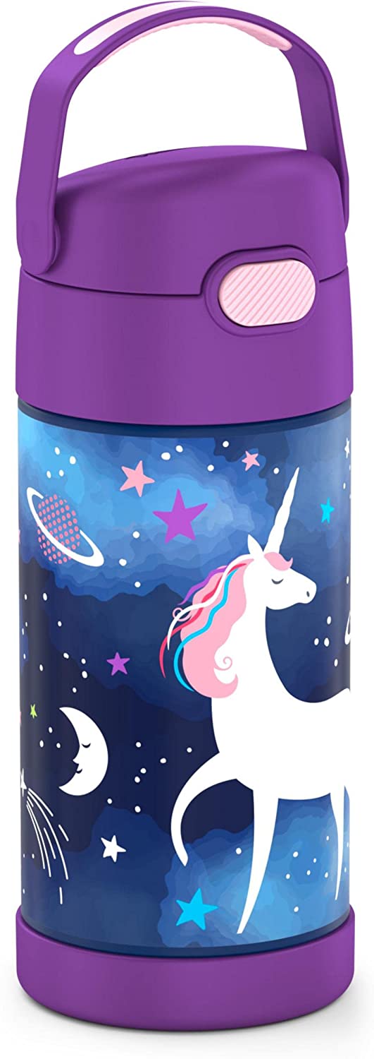 กระติกดูดน้ำแตนเลสหุ้มฉนวนสุญญากาศยี่ห้อ Thermos ของแท้ขนาด 12 ออนซ์ ลาย Space Unicorn