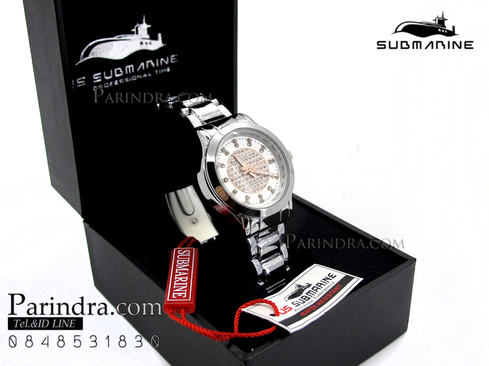 นาฬิกา U.S. submarine รุ่น J075L หน้าปัดคริตตัลสีขาวลาย Pink Gold