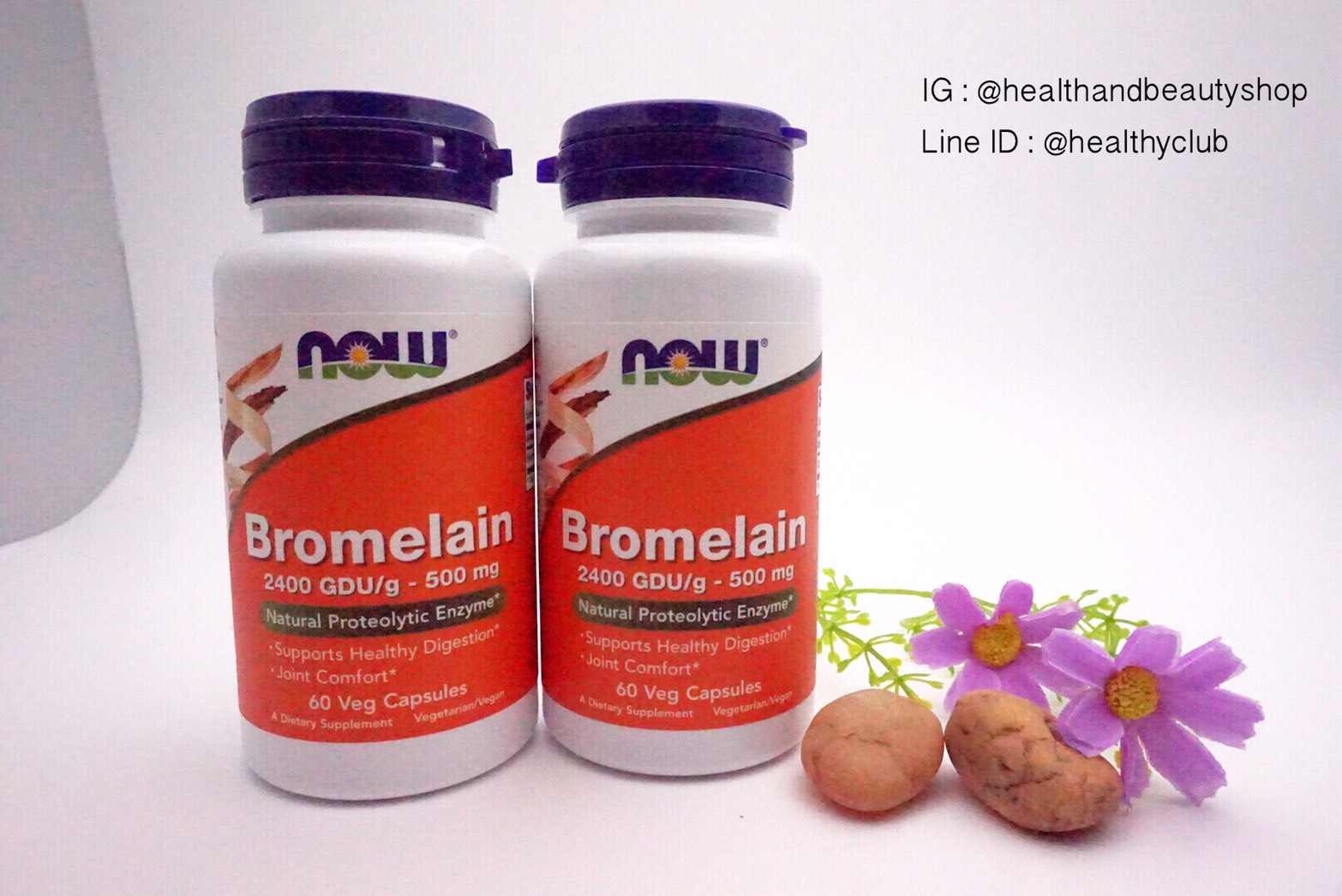 # วิตามินย่อยอาหาร # Now Foods, Bromelain, 500 mg, 60 Vcaps