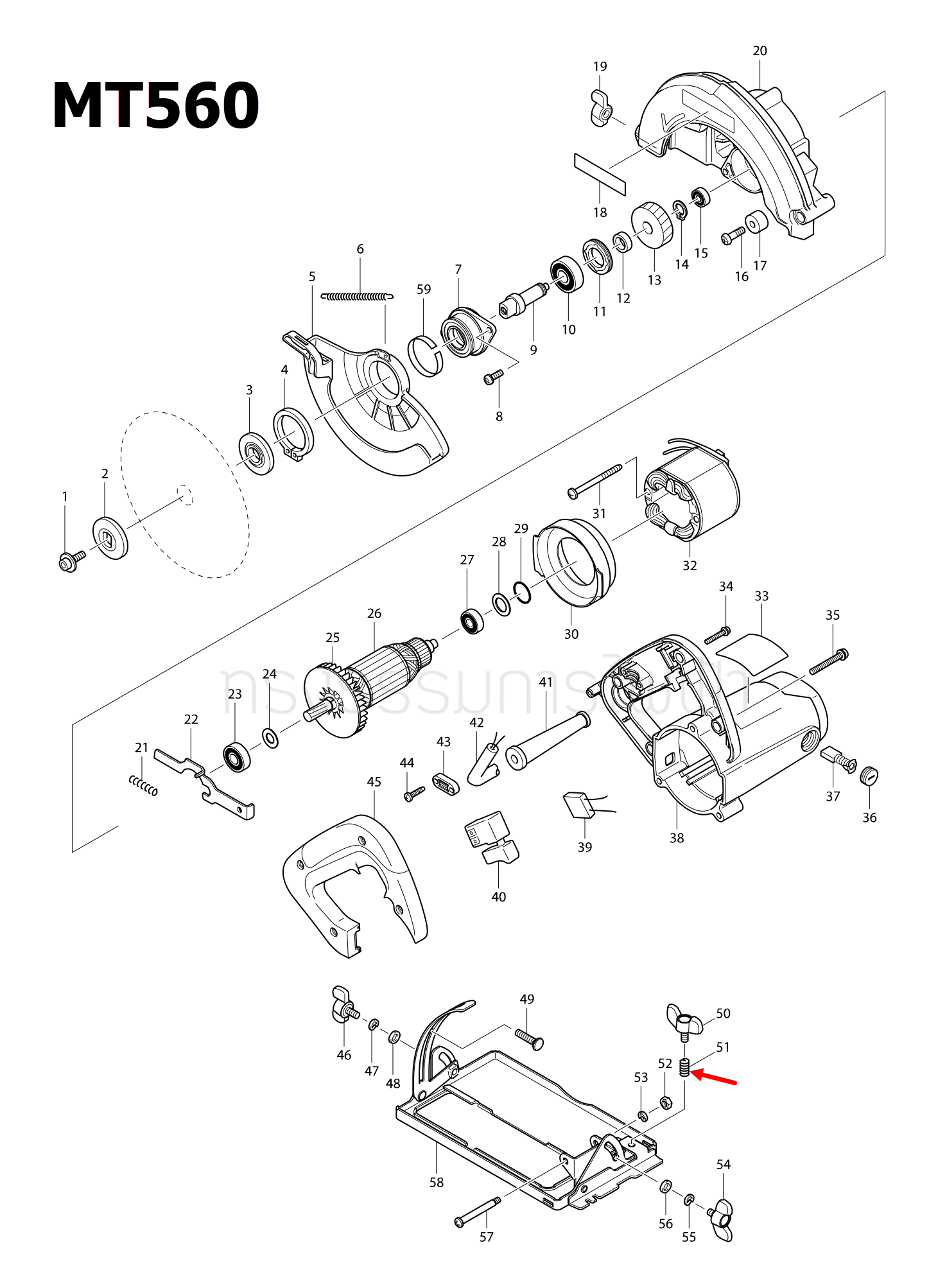 COMPRESSION SPRING 7 หินเจียร Makita มากีต้า, มาคเทค-Maktec GA7030, GA9030 [#23], MT560 [#51] Pn.233375-4(แท้) ##