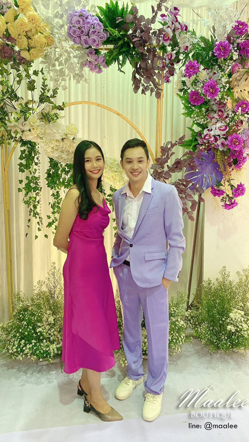 พร้อมเช่า ชุดสูทชาย สีม่วง สไตล์เกาหลี (ไม่มีเสื้อกั๊ก)