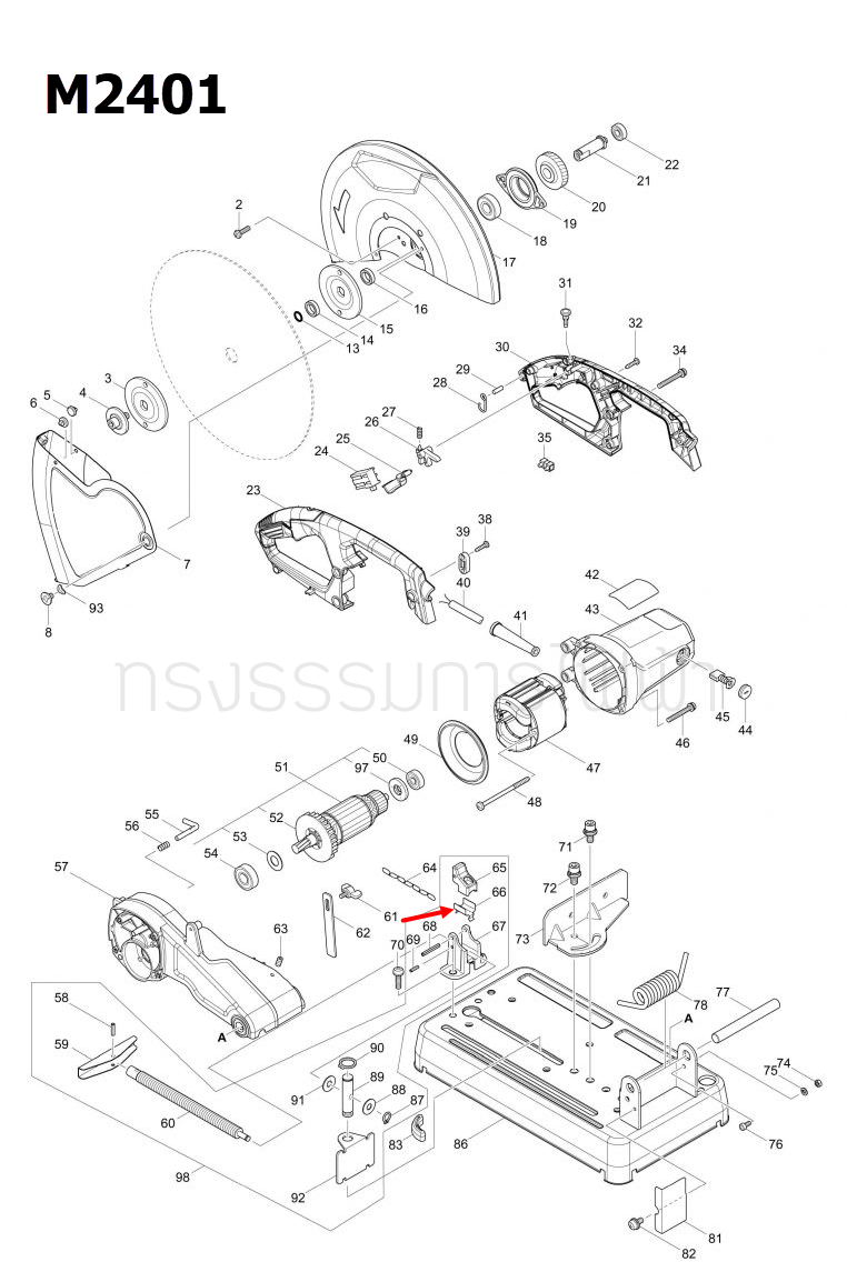 PLATE แท่นตัดไฟเบอร์ Makita มากีต้า MT243, M2401 [#66] Pn.347083-2 (แท้) ##
