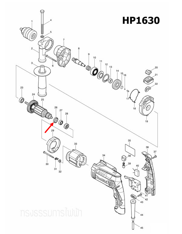 INSULATION WASHER หินเจียรไฟฟ้า Makita MT190, MT370, MT372, MT814, MT958, HR2475, HP1630, GA4030, GA4031, 4350CT, 9500NB, 9533B, 9553NB, 9556NB, HN, HP Pn.681636-0(แท้)