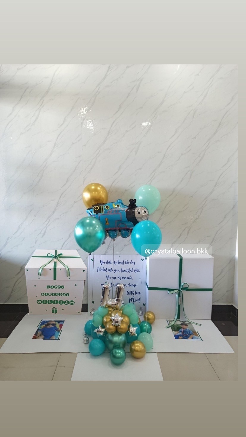 Happy Birthday Surprise Box กล่องเซอร์ไพรส์วันเกิด พร้อมตกแต่งฟอยล์การตูน 1ชิ้น,ฟอยล์ตัวเลข 1ชิ้น 16" ตั้งฐาน , สามารถใส่รูปได้ 2 ใบ สามารถเปลี่ยนสีลูกโป่ง เปลี่ยนข้อความ/เปลี่ยนสี-ฟอยล์ตกแต่งได้