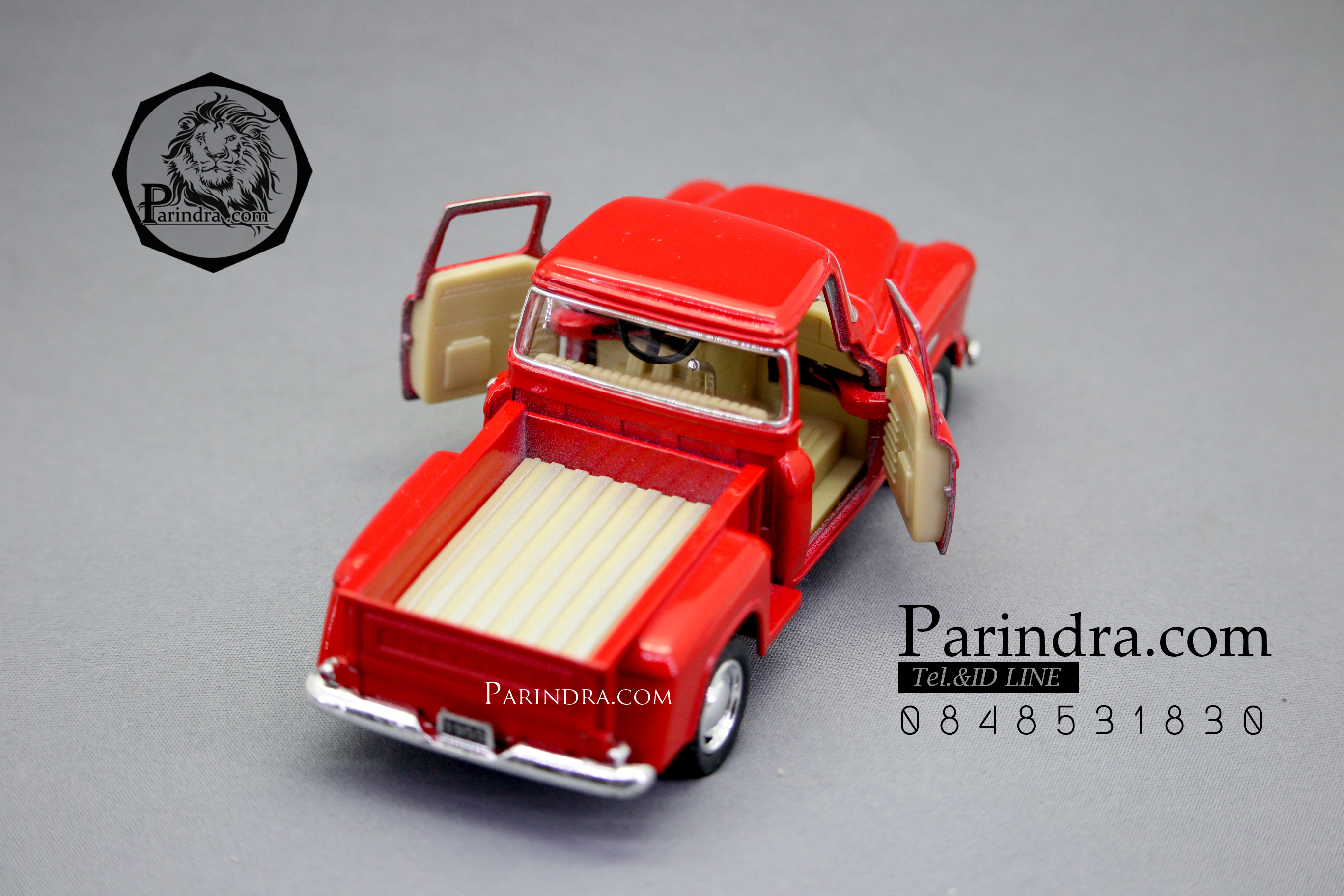 โมเดลรถเหล็กรถจำลอง CHEVROLET Chevy Stepside Pick-up 1955 สีแดง