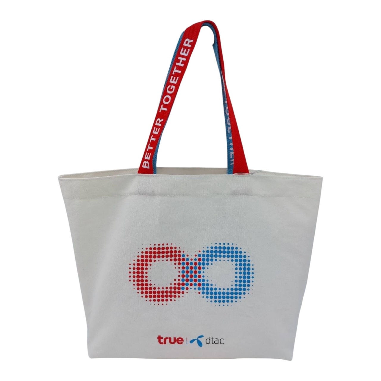 กระเป๋าผ้าแคนวาสออฟไวท์ ทรง Tote Bag ขนาด ก.45*ส.30*ก้น12 ซม.