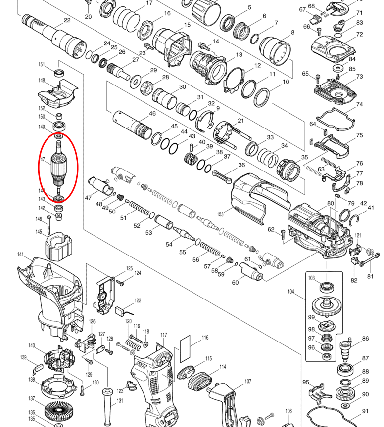 ทุ่น สว่านโรตารี่ Makita มากีต้า HR4001C, HR4010C, HR4011C (แท้) ##(*)
