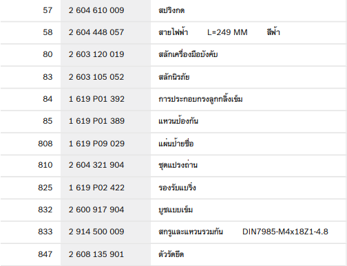 GST 65 เลื่อนจิ๊กซอว์ Bosch Spare Parts