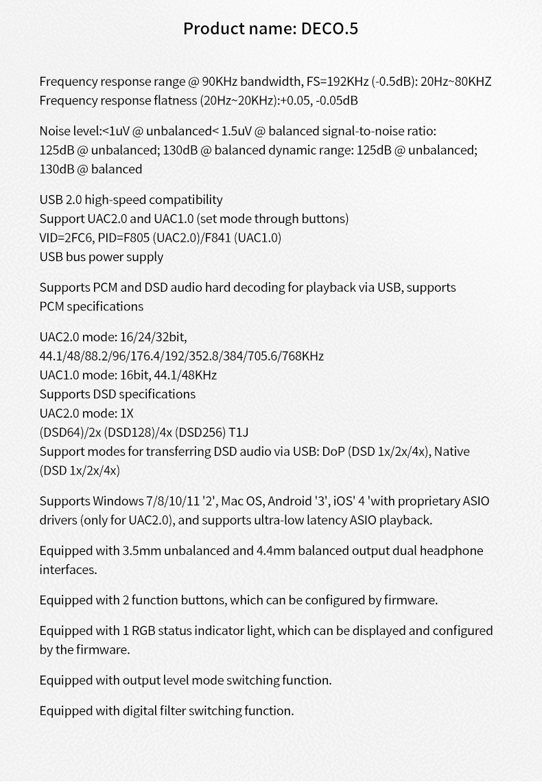 SuperTFZ Deco.5 DAC/AMP พกพาชิป CS43198 x2 ตัวเล็กกำลังขับสูง ไม่ต้องชาร์จ ไม่ต้องใช้ไดรเวอร์ ประกันศูนย์ไทย