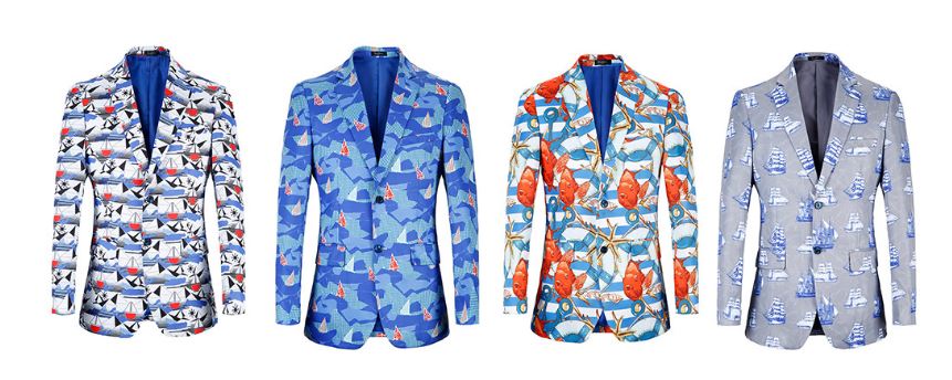 Pre-order เสื้อสูทชายแฟชั่น ลายกราฟฟิก สีสดใส ** เฉพาะเสื้อ**