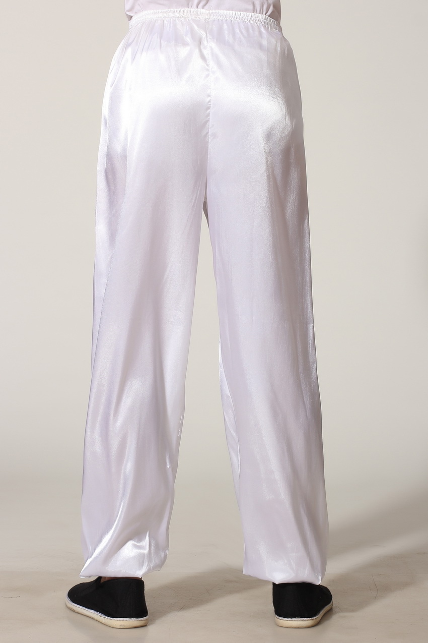 Preorder ชุดจีนชาย แขนยาวผ้าแพร สีขาว ขาจั๊ม