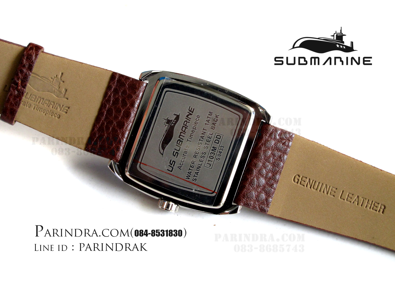 นาฬิกา US Submarine J103MDD ของแท้ 100 % สายหนังน้ำตาลหน้าปัดดำ