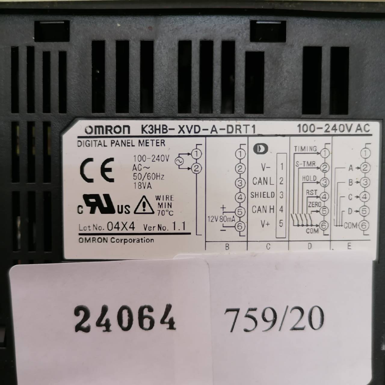 LCD TOUCH SCREEN " OMRON " รุ่น K3HB-XVD-A-DRT1