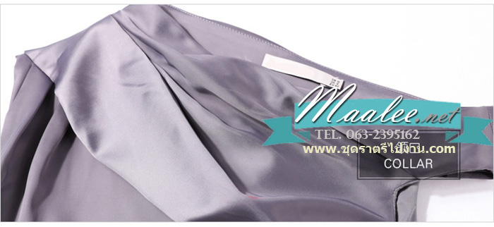 พร้อมส่ง ชุดเดรส/ชุดออกงาน บ่าเฉียงปิดแขนนิดๆ PATTERN หรู สีเทาเข้ม (ซิปข้างลำตัว) **เหลือเฉพาะไซส์ XL**