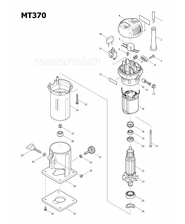 TAPPING SCREW 4X35 ทริมเมอร์ Maktec-มาคเทค MT370, MT372 [#25] Pn.266053-1 (แท้) ##