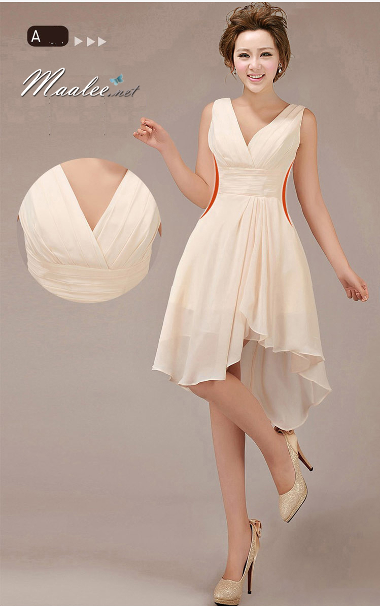 พร้อมส่ง ชุดราตรีสั้น ชุดเพื่อนเจ้าสาว สีครีม Ivory-001A