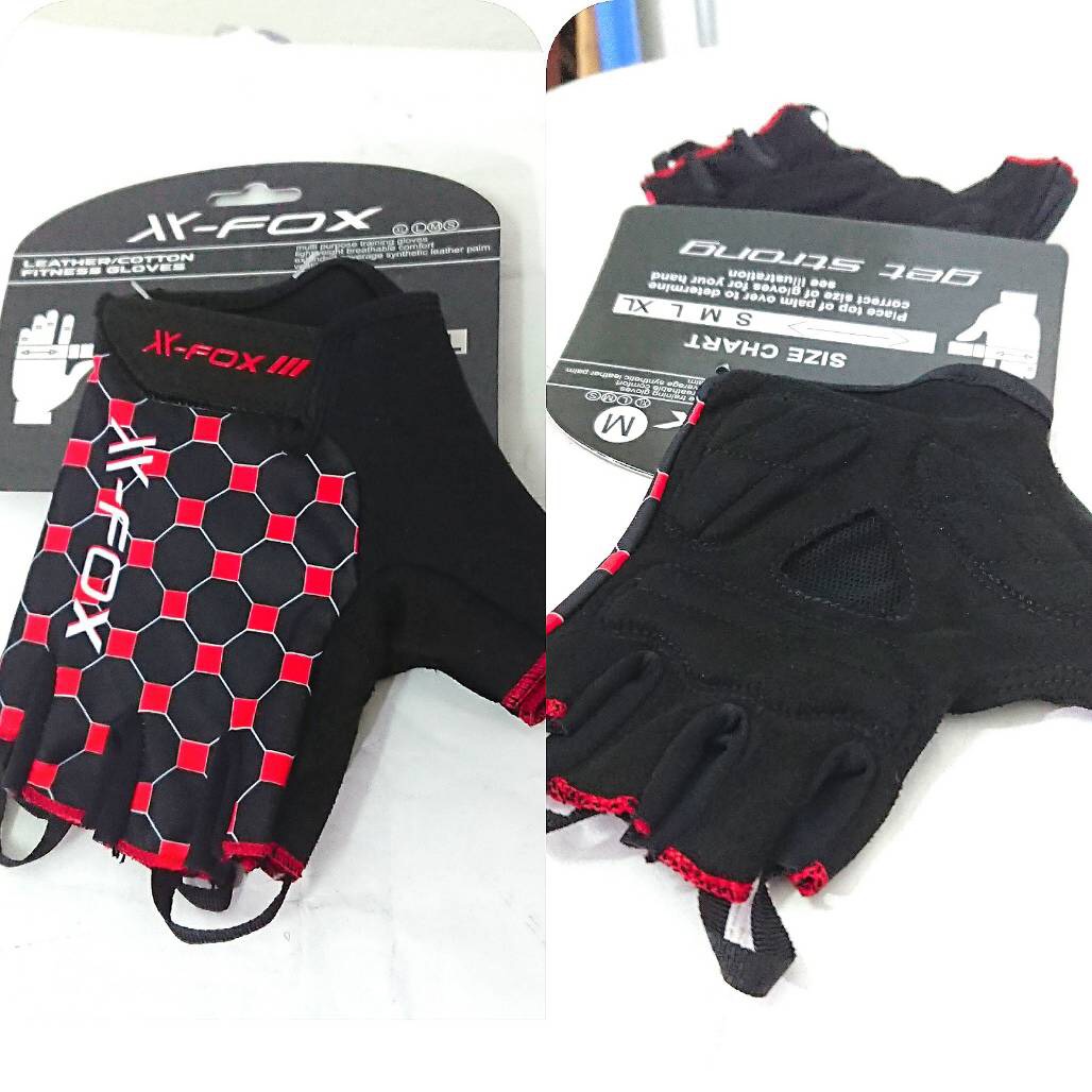 ถุงมือ หนัง 1/2 นิ้ว X-FOX มีเจล ,PI012