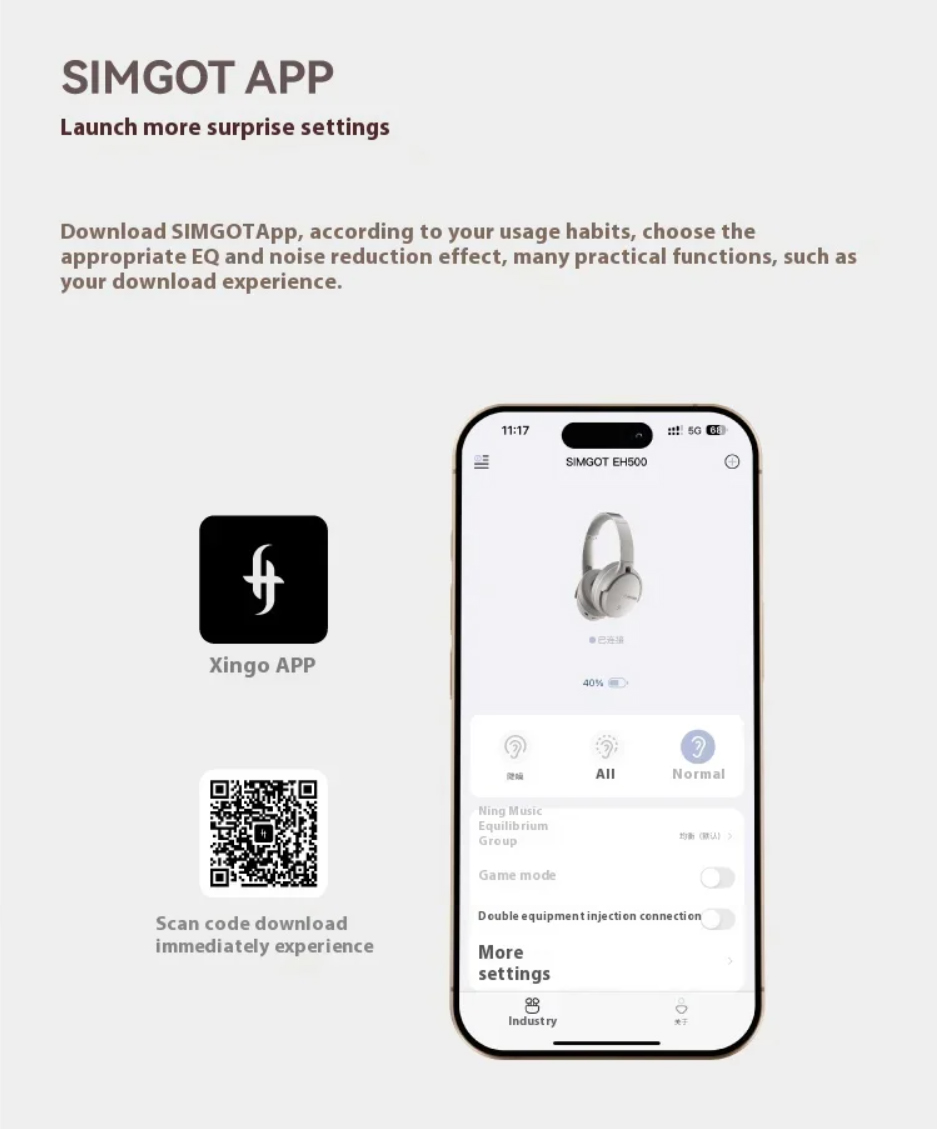 Simgot EH500 หูฟังไฮไฟเกมมิ่งเฮดโฟนไร้สาย รองรับบลูทูธ 5.4, LDAC, Dual Hi-Res ประกันศูนย์ไทย