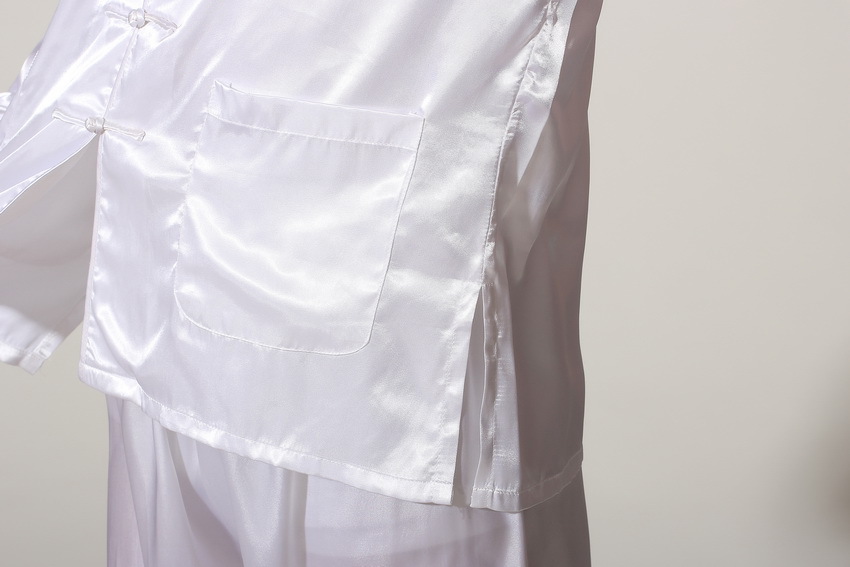 Preorder ชุดจีนชาย แขนยาวผ้าแพร สีขาว ขาจั๊ม