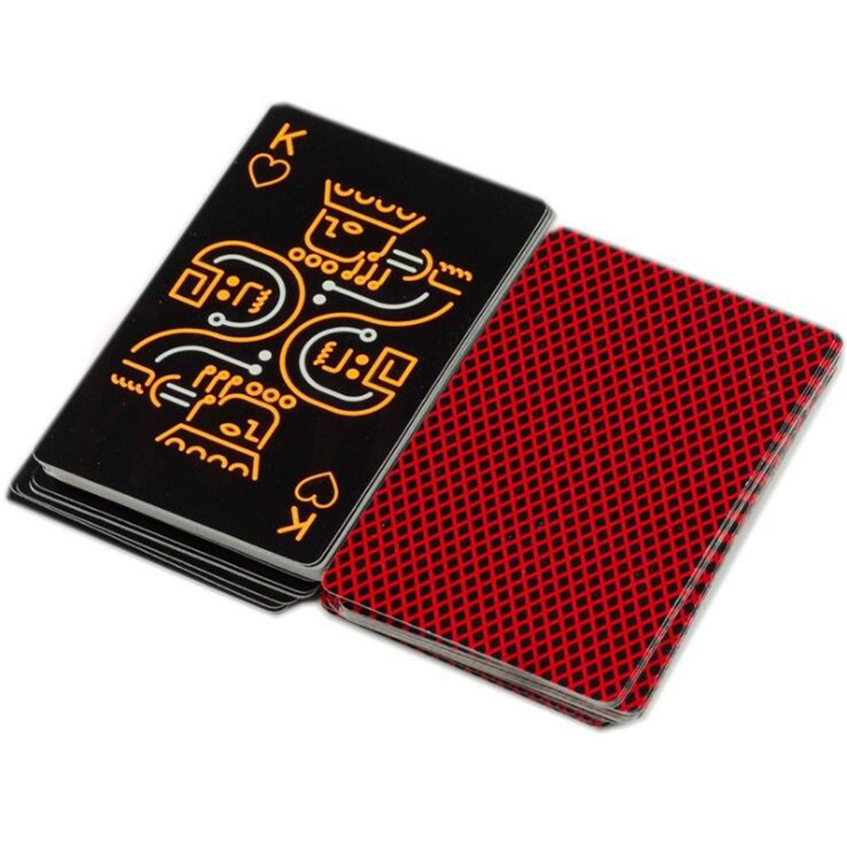 ไพ่ Glow in the Dark ลวดลายแปลกใหม่ สำรับสีส้มเรืองแสง