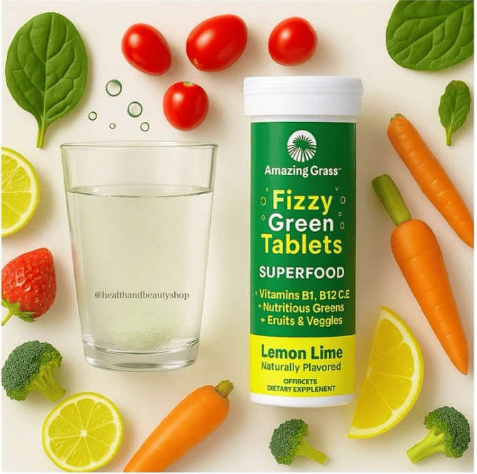 Amazing Grass, Green Superfood, Effervescent Greens, Lemon-Lime Flavor, 10 Tablets