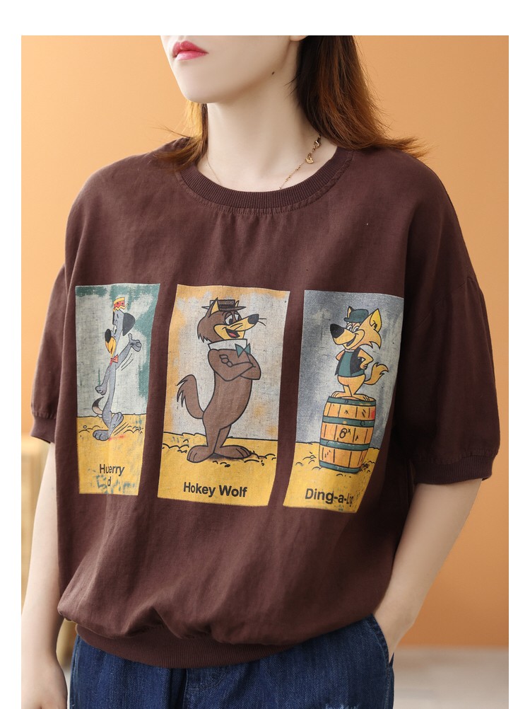 เสื้อเอวจั๊มผ้าลินินสกรีนลาย